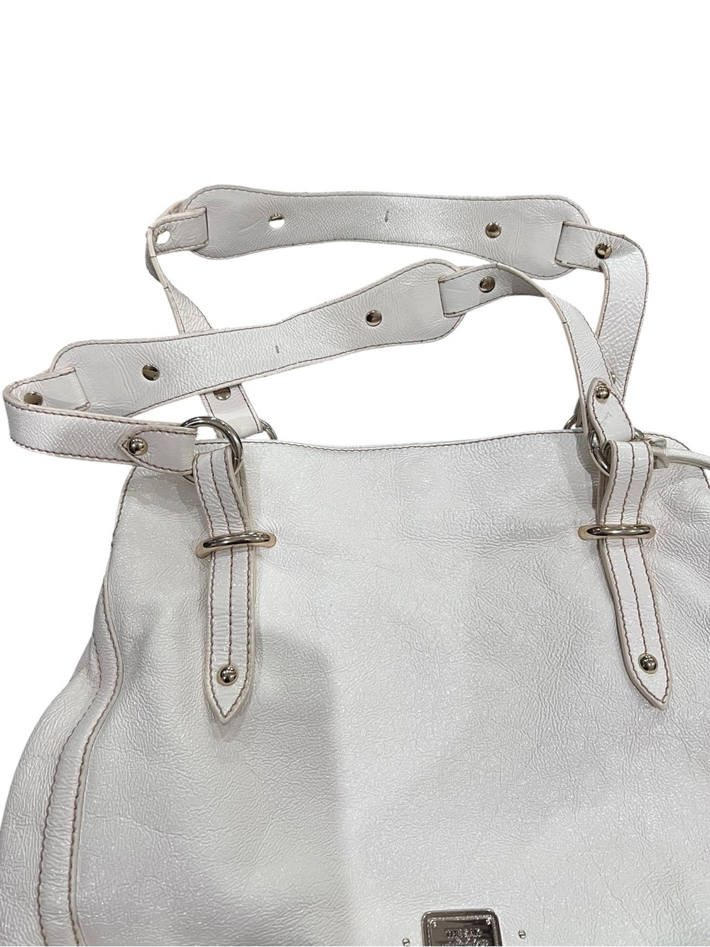 The Sak Shoulder Bag Womens Ivory Pebbled
Leather Satchel Braided Strap - Picture 11 of 13
